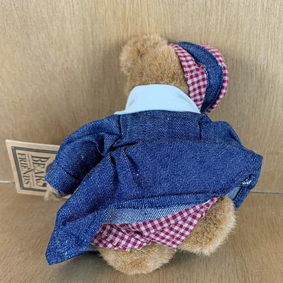 Boyds Bear Rare Plush Denim Dress Gingham Hat - Picture 4 of 6